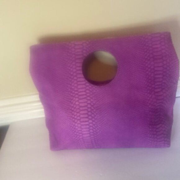 Doncaster Vintage Pink/Purple Python Embossed Italian Leather Bag - Picture 5 of 9